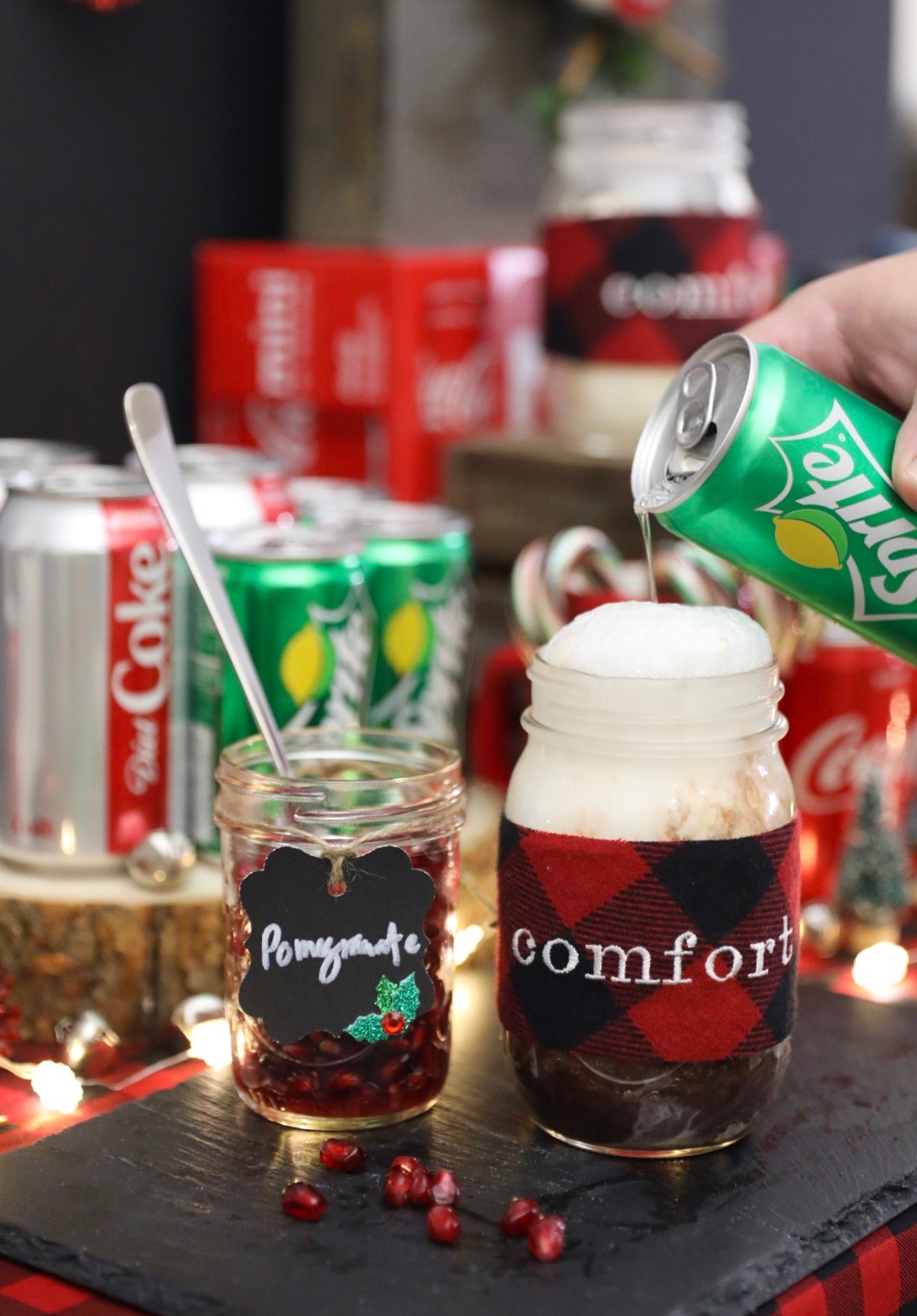 Pomegranate Strawberry Float Recipe - Non Alcoholic Christmas Holiday Drinks